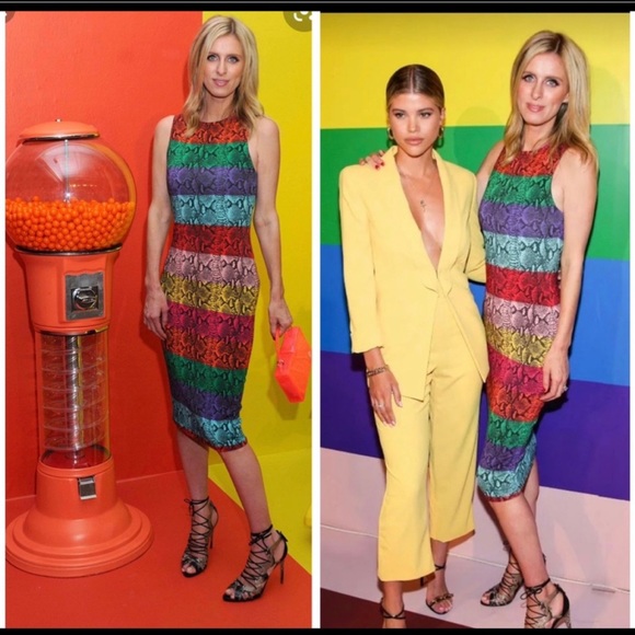 SOLD! 🛑Alice + Olivia Delora Rainbow🌈Snake Print Dress 2 - Picture 2 of 8